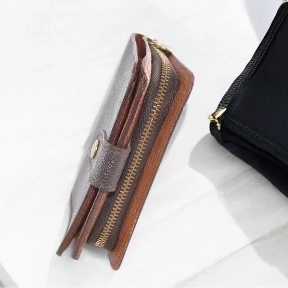 Louis Vuitton LV Monogram Bi-Fold Wallet Leather PVC Brown Used Auth 8B12330 - Picture 5 of 12